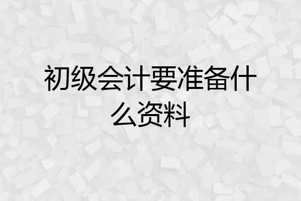 初级会计要准备什么资料