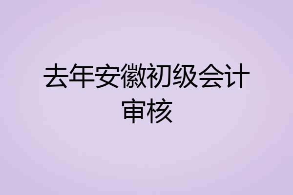 去年安徽初级会计审核