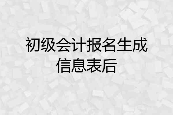 初级会计报名生成信息表后