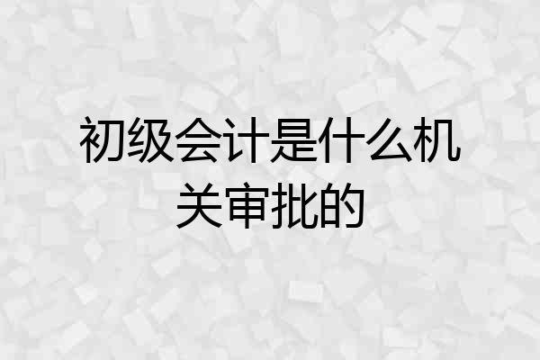 初级会计是什么机关审批的