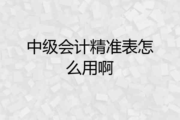 中级会计精准表怎么用啊