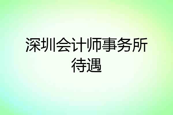 深圳会计师事务所待遇