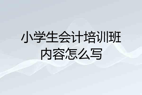 小学生会计培训班内容怎么写