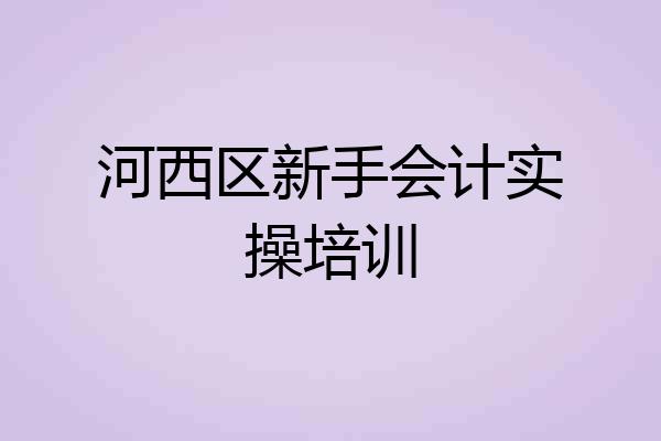 河西区新手会计实操培训