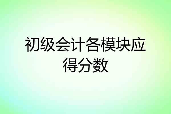 初级会计各模块应得分数