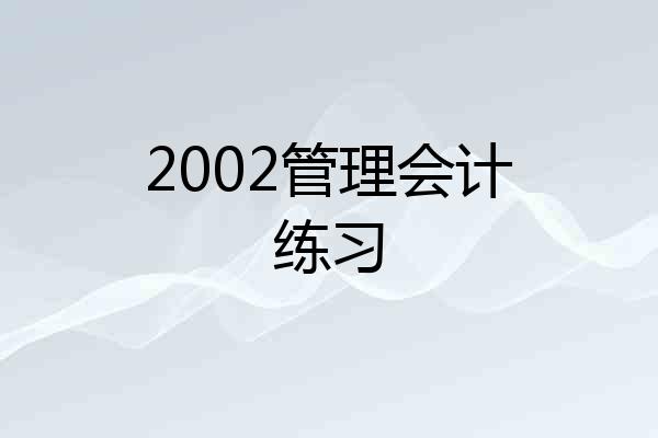 2002管理会计练习