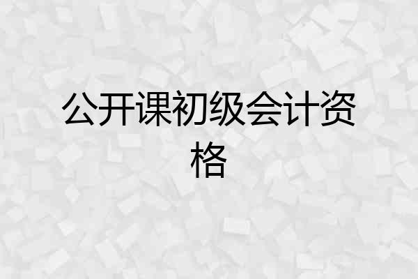公开课初级会计资格