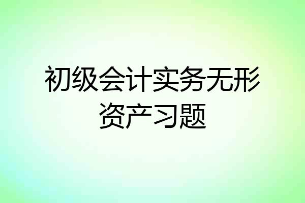 初级会计实务无形资产习题