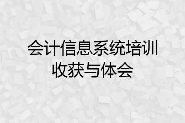 会计信息系统培训收获与体会