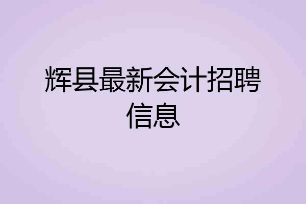 辉县最新会计招聘信息
