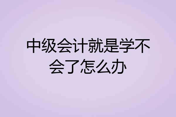 中级会计就是学不会了怎么办