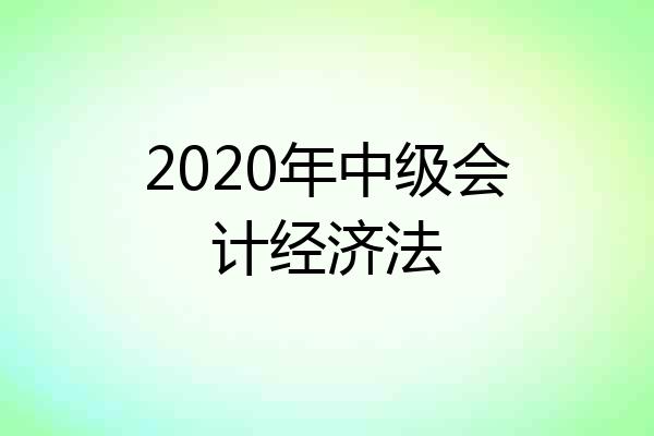 2020年中级会计经济法