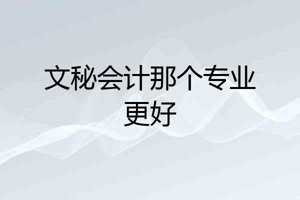 文秘会计那个专业更好