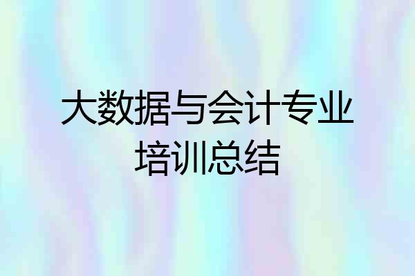 大数据与会计专业培训总结
