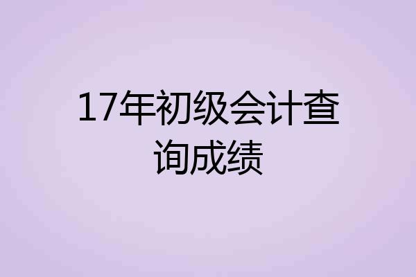 17年初级会计查询成绩