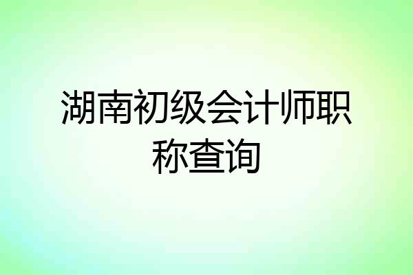 湖南初级会计师职称查询