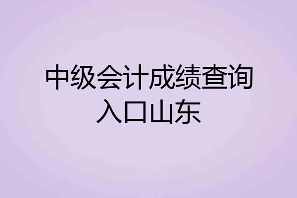 中级会计成绩查询入口山东
