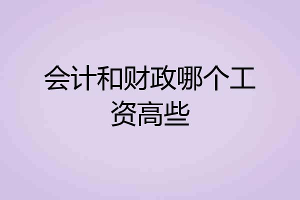 会计和财政哪个工资高些