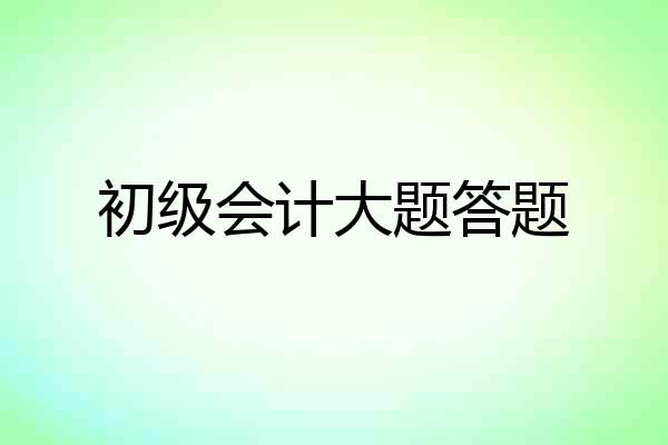 初级会计大题答题