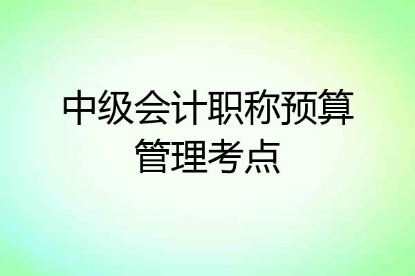 中级会计职称预算管理考点