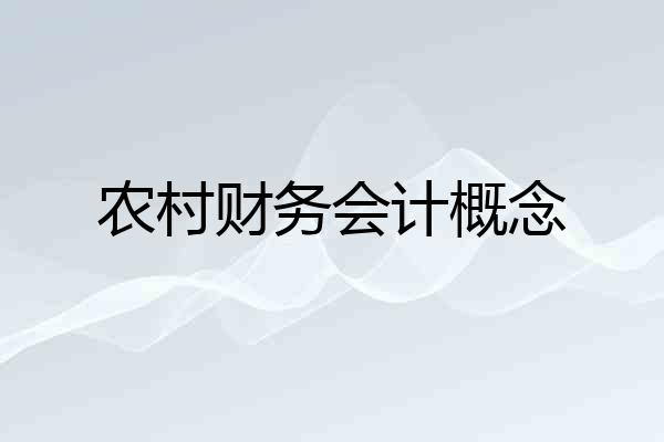 农村财务会计概念