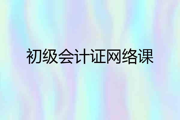 初级会计证网络课