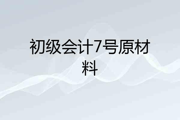 初级会计7号原材料