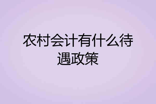 农村会计有什么待遇政策