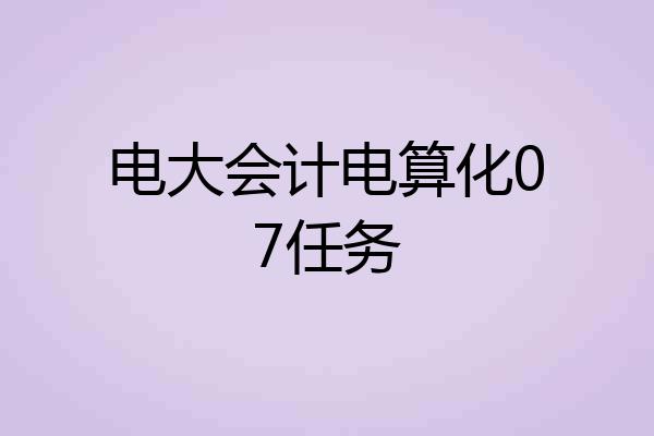 电大会计电算化07任务