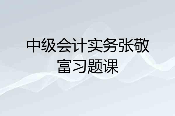 中级会计实务张敬富习题课
