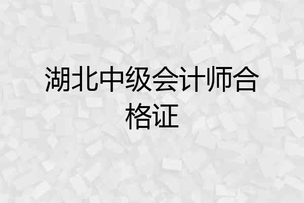 湖北中级会计师合格证