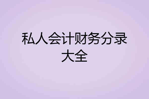私人会计财务分录大全