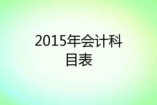 2015年会计科目表