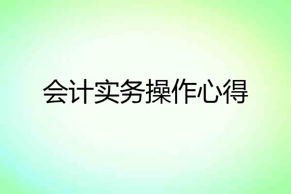 会计实务操作心得