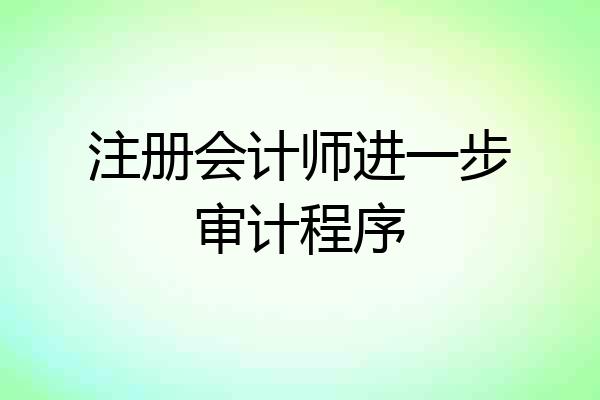 注册会计师进一步审计程序