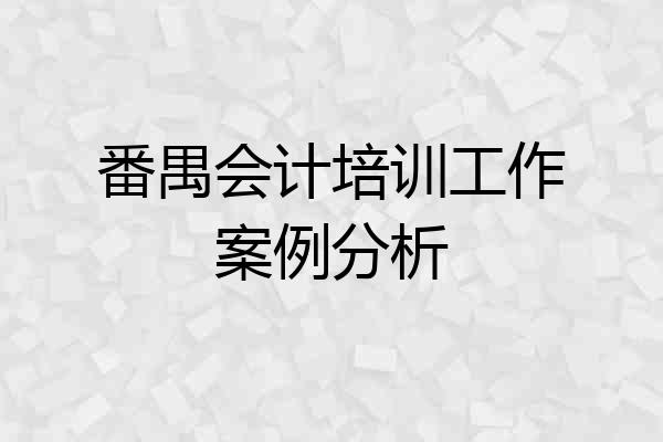 番禺会计培训工作案例分析