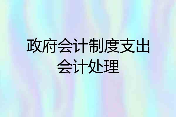 政府会计制度支出会计处理