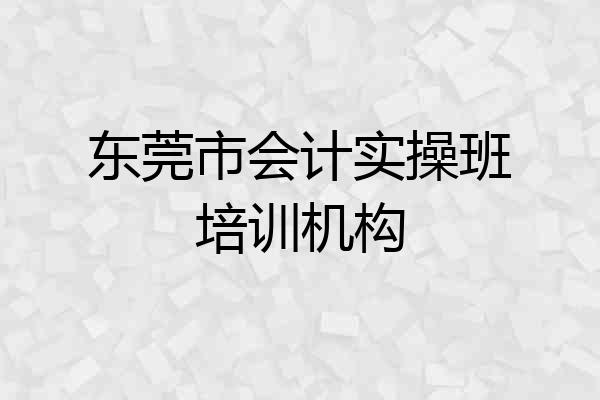 东莞市会计实操班培训机构