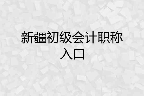 新疆初级会计职称入口