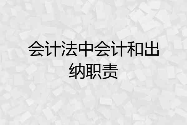 会计法中会计和出纳职责