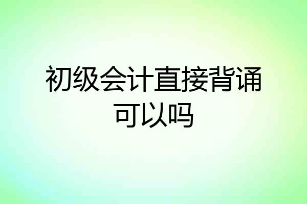 初级会计直接背诵可以吗
