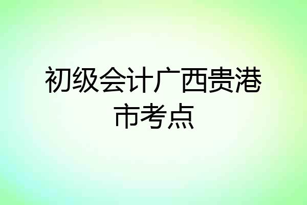 初级会计广西贵港市考点