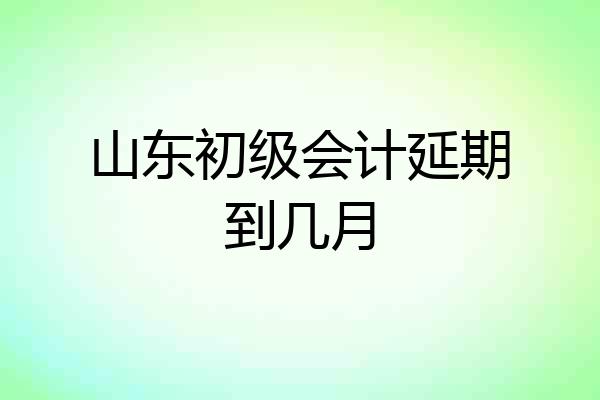 山东初级会计延期到几月