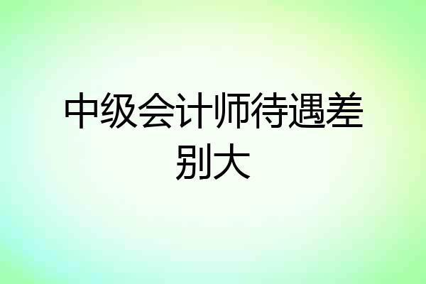 中级会计师待遇差别大