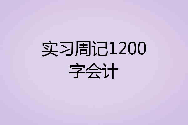 实习周记1200字会计