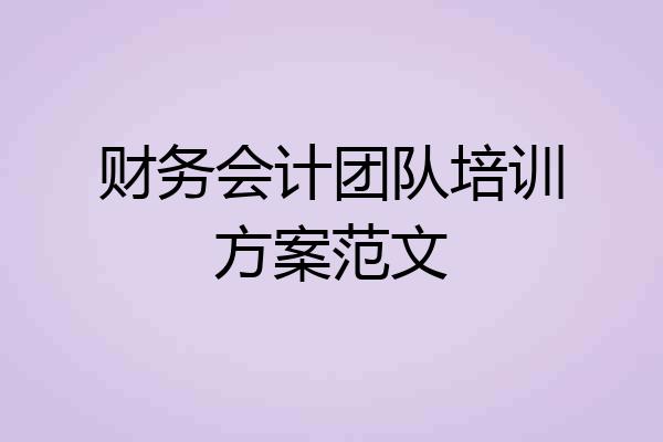 财务会计团队培训方案范文