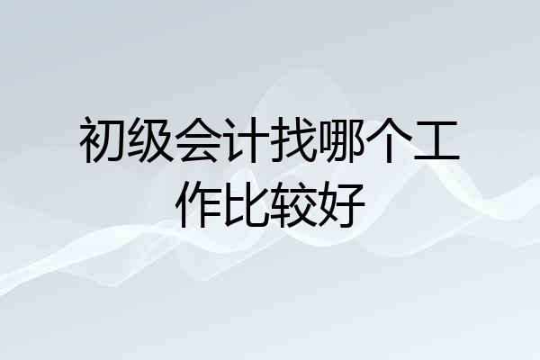 初级会计找哪个工作比较好