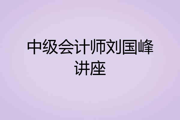 中级会计师刘国峰讲座