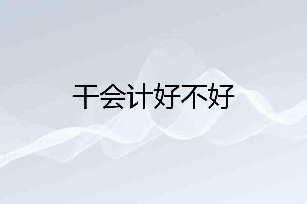 干会计好不好