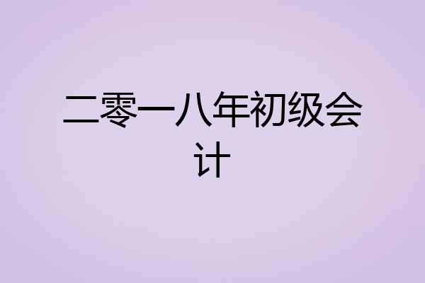 二零一八年初级会计